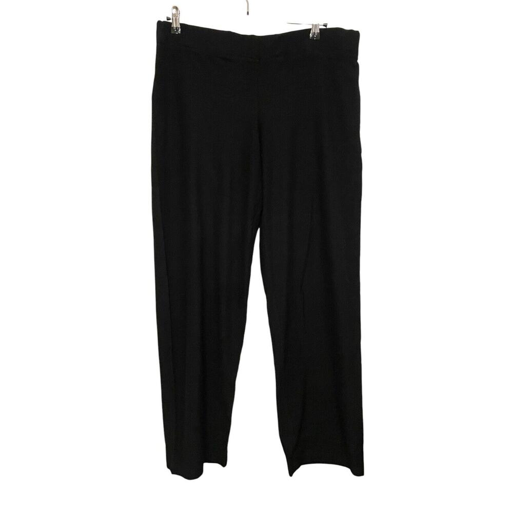 Eileen Fisher Ponte‎ Straight Leg Pants Women Size Large Black Pullon Mid-Rise
